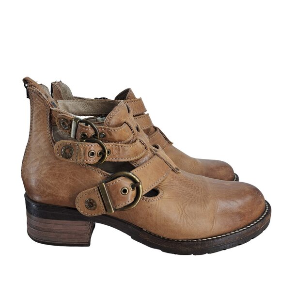 Dromedaris Kelsey Leather Chelsea Boots Size 39 US 8.5-9 Beige Western Buckle - Picture 11 of 13